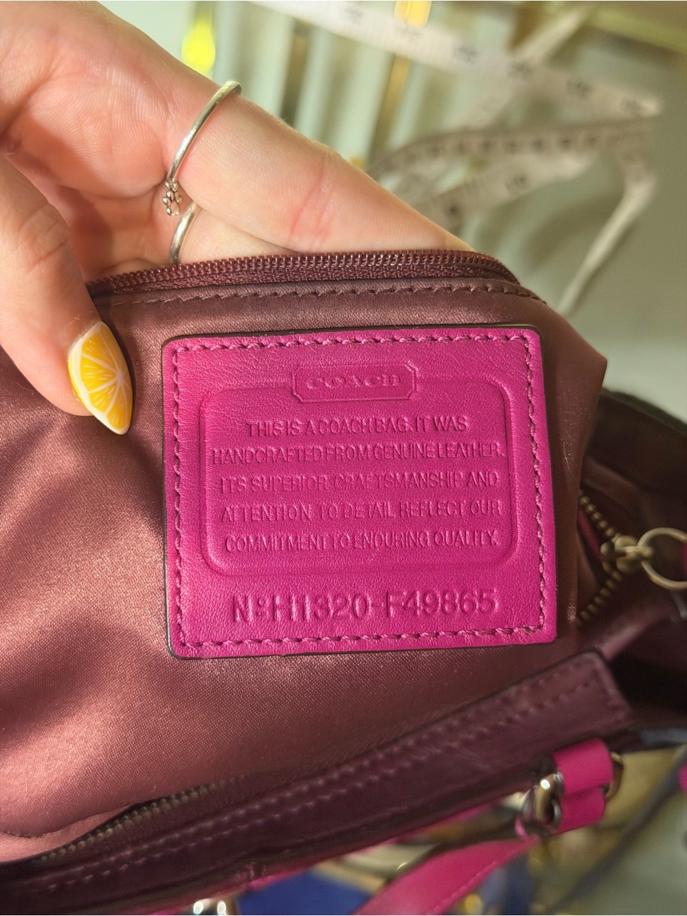 Coach Two-Tone Fuchsia, Burgundy and Navy Leather Shoulder Bag - Picture 13 of 16